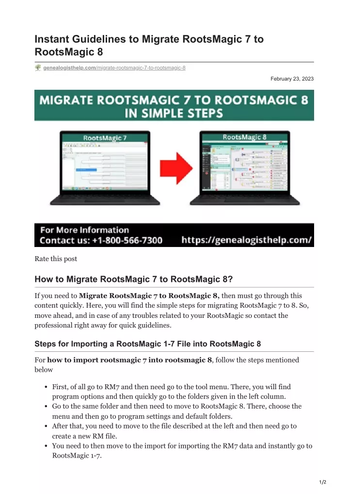 instant guidelines to migrate rootsmagic