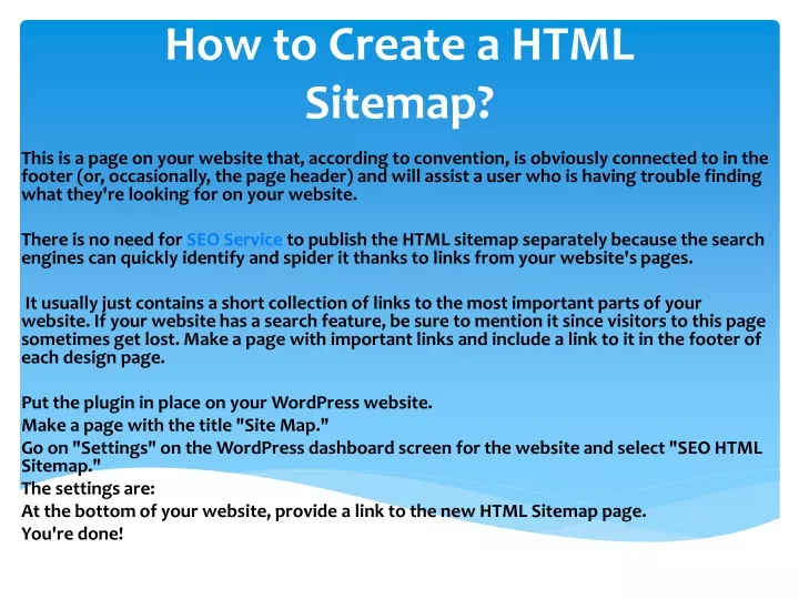 how to create a html sitemap