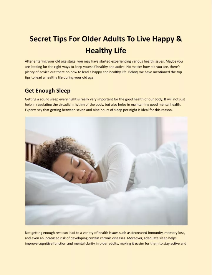 secret tips for older adults to live happy
