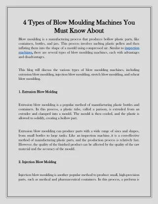 4 types of blow moulding machines you 4 types