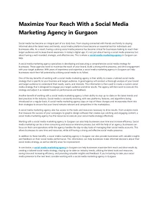 Maximize Your Reach With a Social Media Marketing Agency in Gurgaon