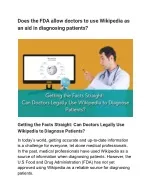 Does the FDA allow doctors to use Wikipedia as an aid in diagnosing patients - slide 1