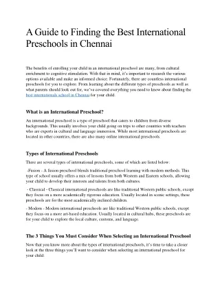 a guide to finding the best international
