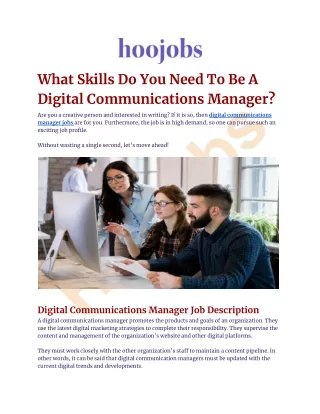 What Skills Do You Need To Be A Digital Communications Manager?