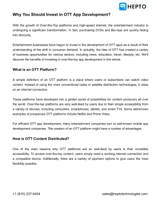 Why You Should Invest in OTT Platform app