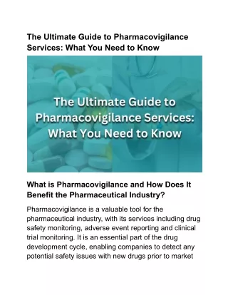 the ultimate guide to pharmacovigilance services