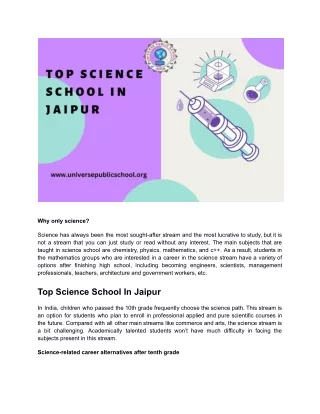 Top Science School In Jaipur - Universe Public School