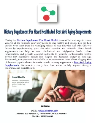 Dietary Supplement For Heart Health and Best Anti Aging Supplements