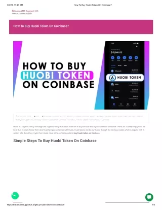 How To Buy Huobi Token On Coinbase?