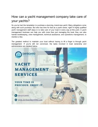 How can a yacht management company take care of your yachts