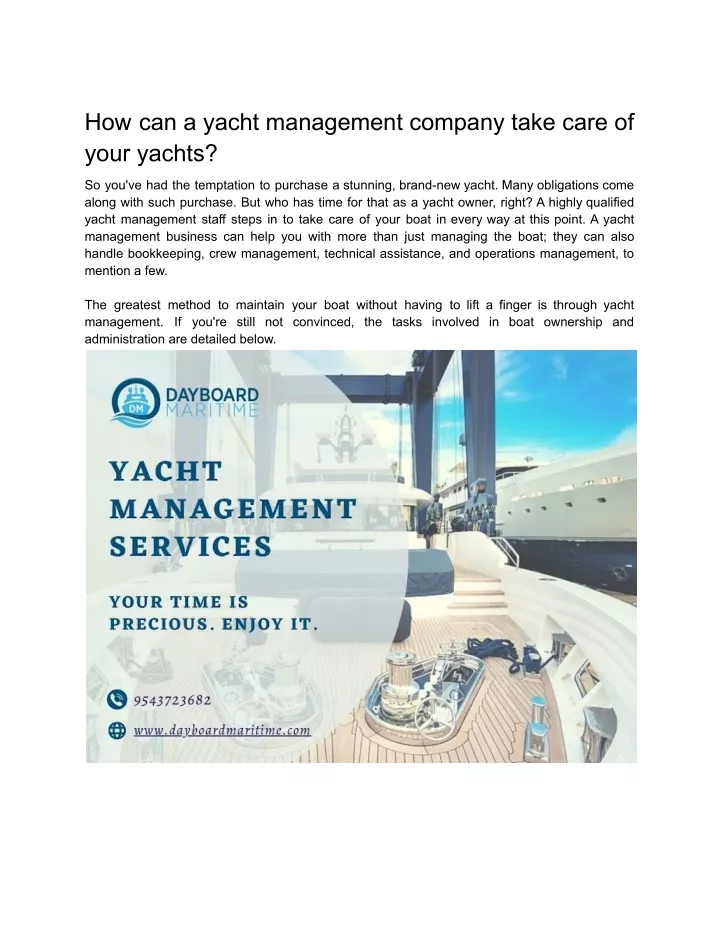 how can a yacht management company take care