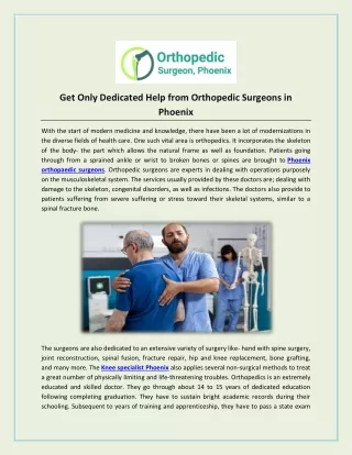 Get Only Dedicated Help from Orthopedic Surgeons in Phoenix