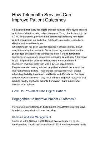 how telehealth services can improve patient