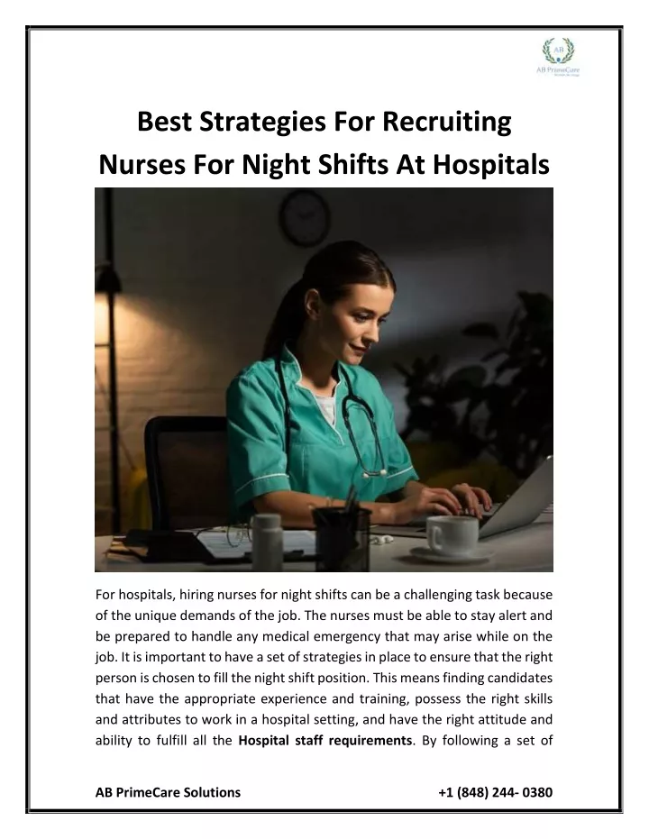 best strategies for recruiting nurses for night