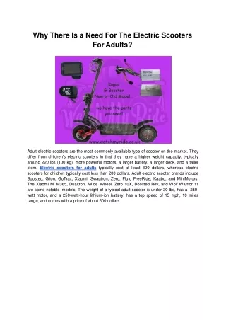Why There Is a Need For The Electric Scooters For Adults.ppt