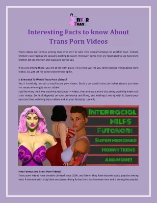 Interesting Facts to Know About Trans Porn Videos