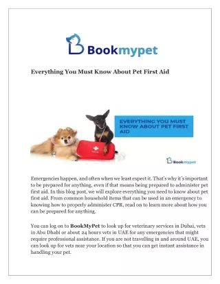 Everything You Must Know About Pet First Aid