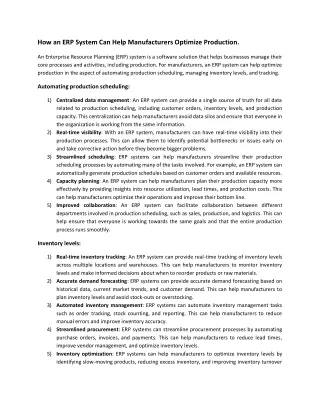 How an ERP System Can Help Manufacturers Optimize Production