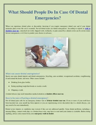 What Should People Do In Case Of Dental Emergencies?