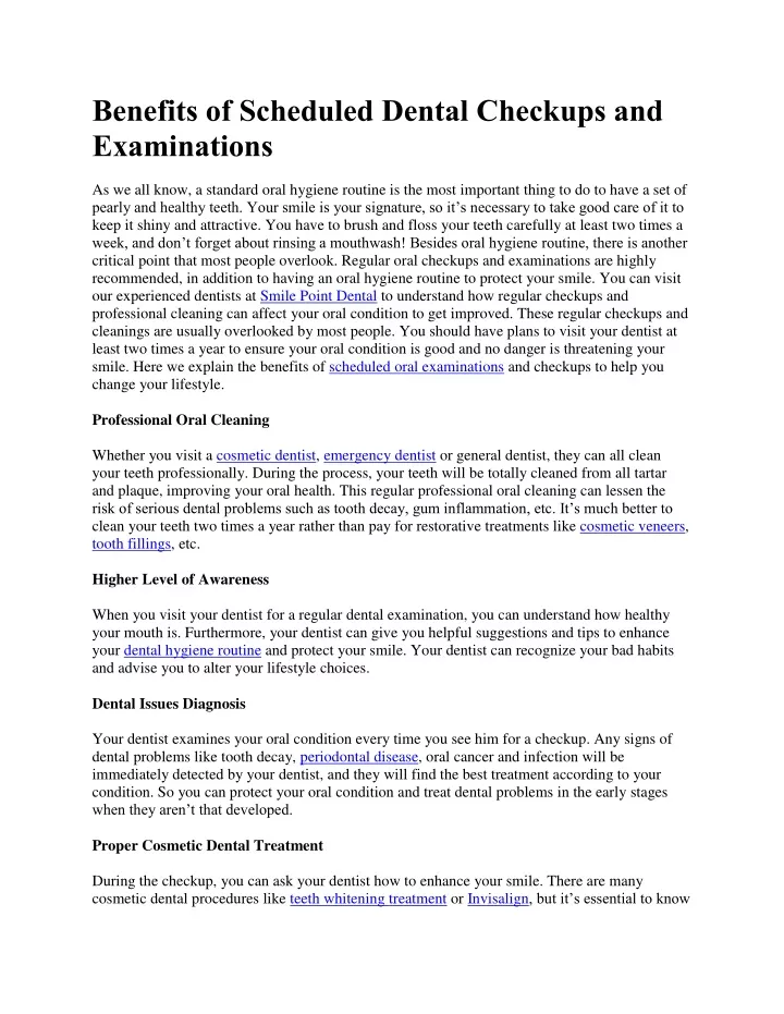 benefits of scheduled dental checkups