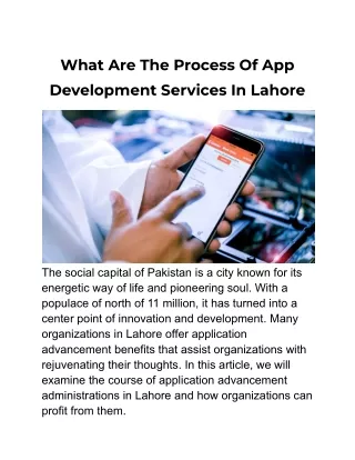 what are the process of app development services