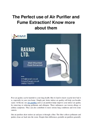 The Perfect use of Air Purifier and Fume Extraction! Know more about them.ppt