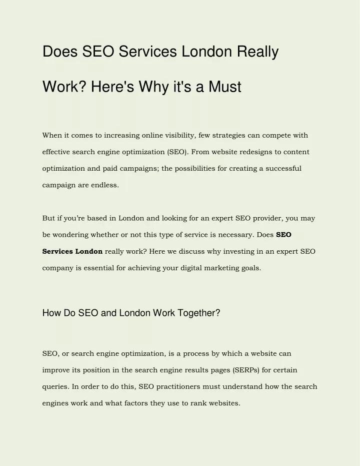 does seo services london really
