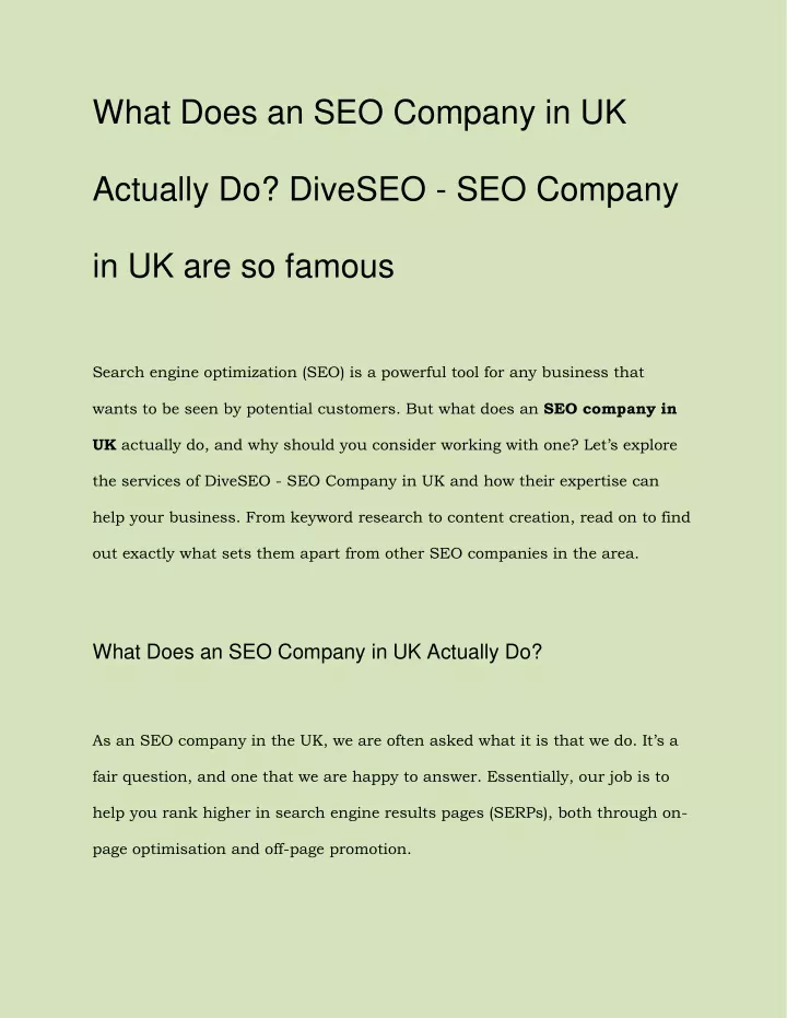 what does an seo company in uk