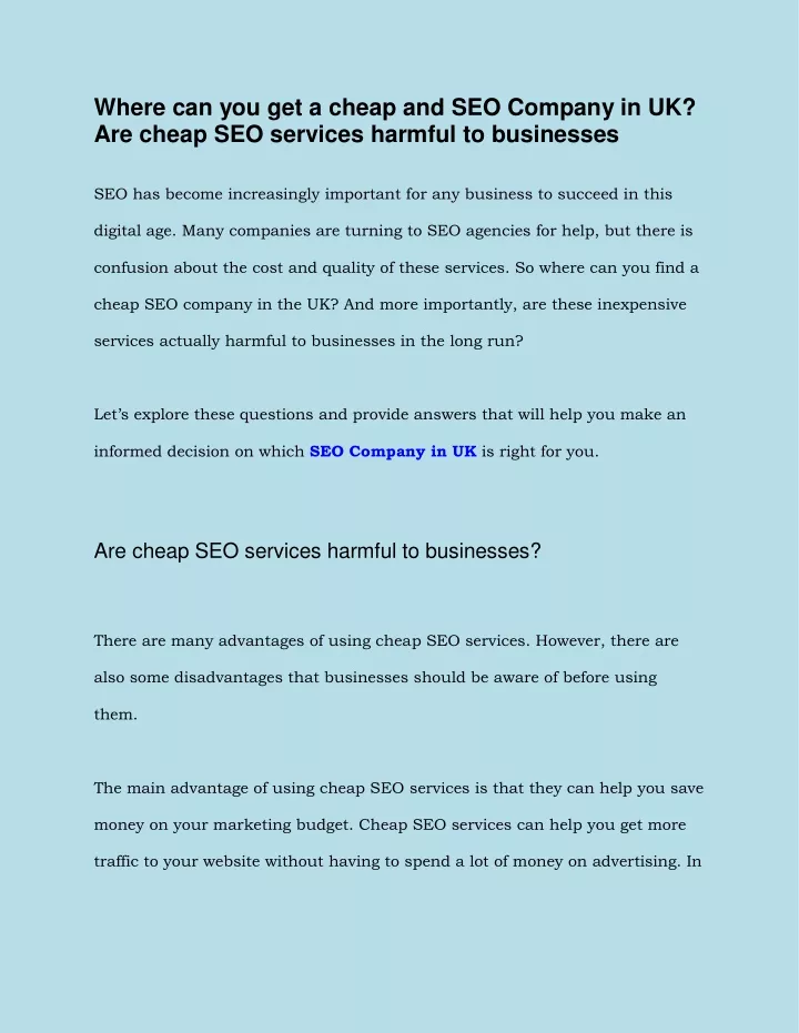 where can you get a cheap and seo company