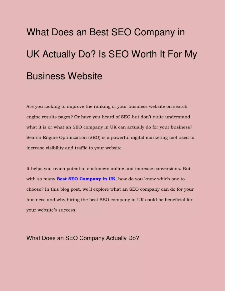 what does an best seo company in