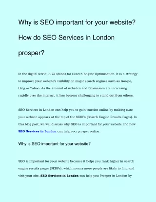 Why is SEO important for your website_ How do SEO Services in London prosper_