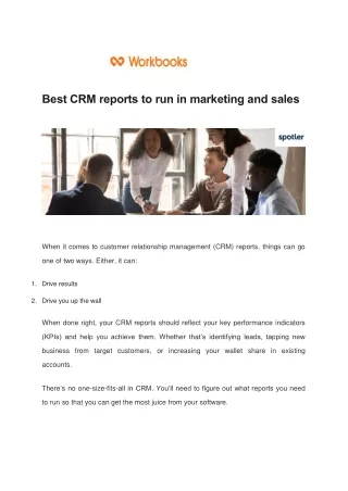 best crm reports to run in marketing and sales