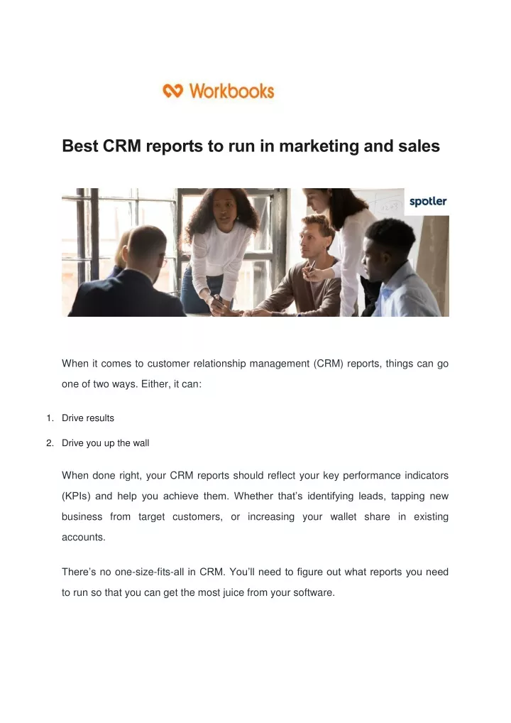 best crm reports to run in marketing and sales