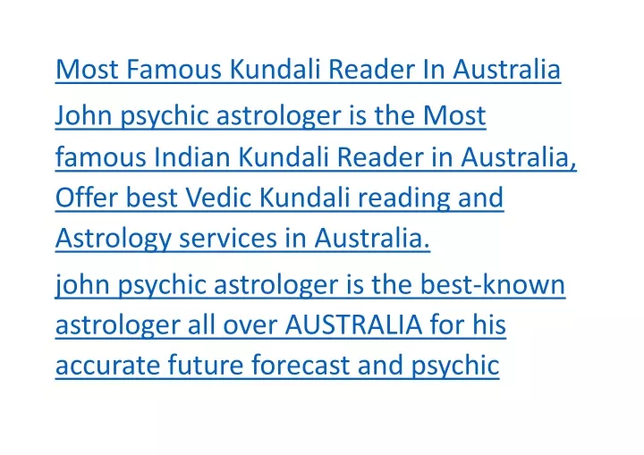 most famous kundali reader in australia john