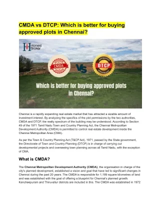 CMDA vs DTCP_ Which is better for buying approved plots in Chennai