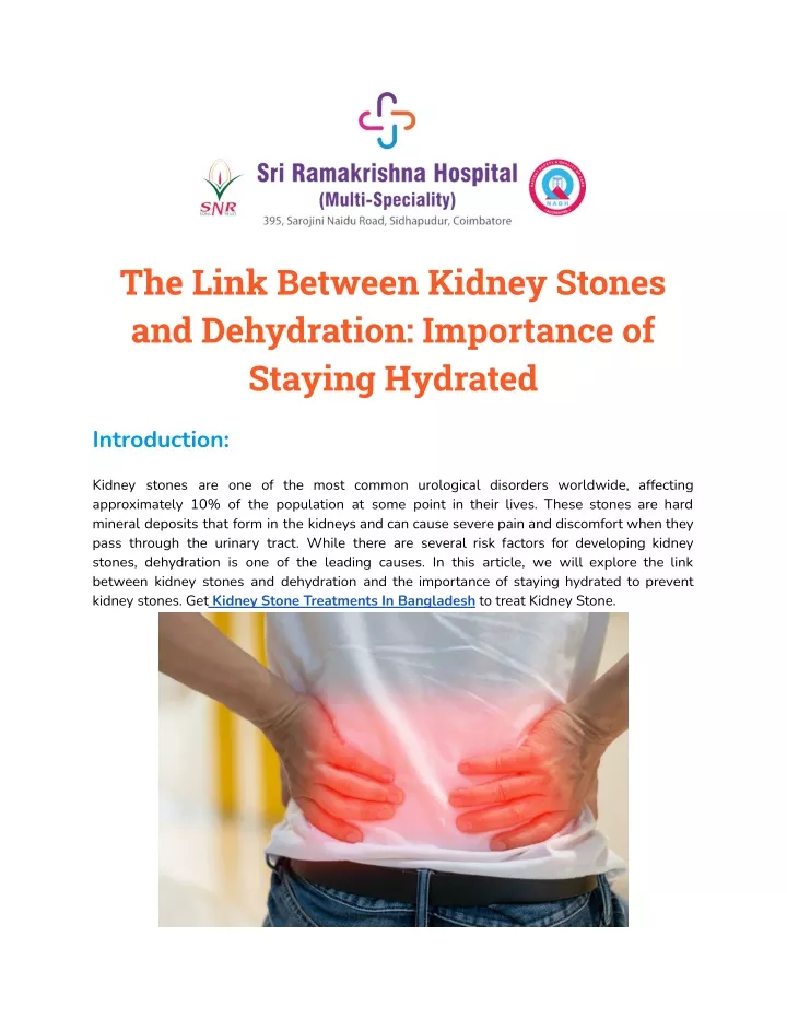 the link between kidney stones and dehydration