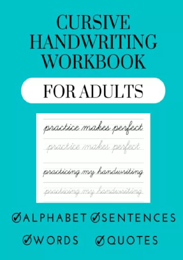 PPT - _PDF_ Cursive handwriting workbook for adults: A handwriting ...