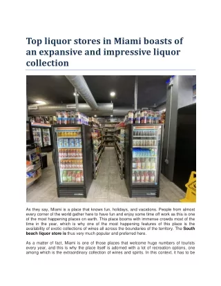 Top liquor stores in Miami boasts of an expansive and impressive liquor collection