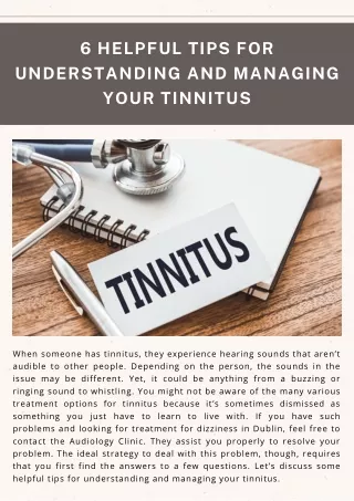 6 Helpful Tips for Understanding and Managing Your Tinnitus