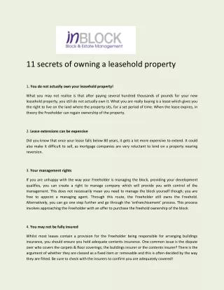 11 secrets of owning a leasehold property