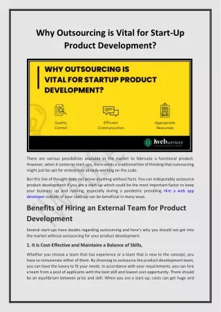 Why Outsourcing is Vital for Start-Up Product Development - iWebServices