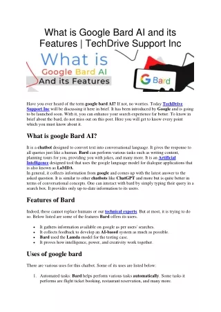 what is google bard ai and its features techdrive