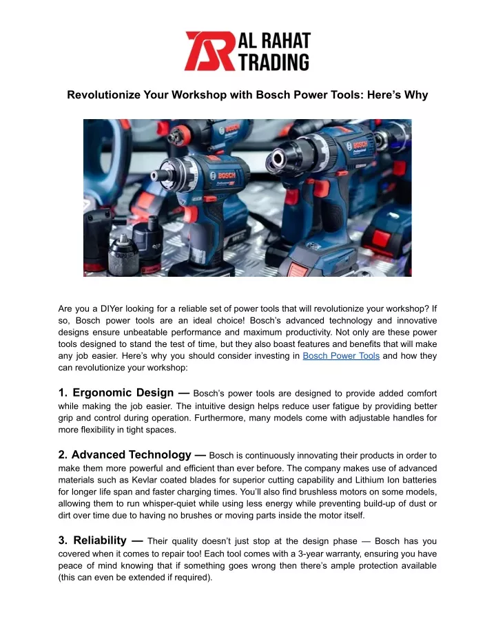 revolutionize your workshop with bosch power