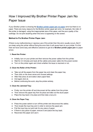 How I Improved My Brother Printer Paper Jam No Paper Issue