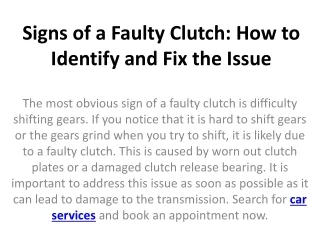 signs of a faulty clutch how to identify and fix the issue