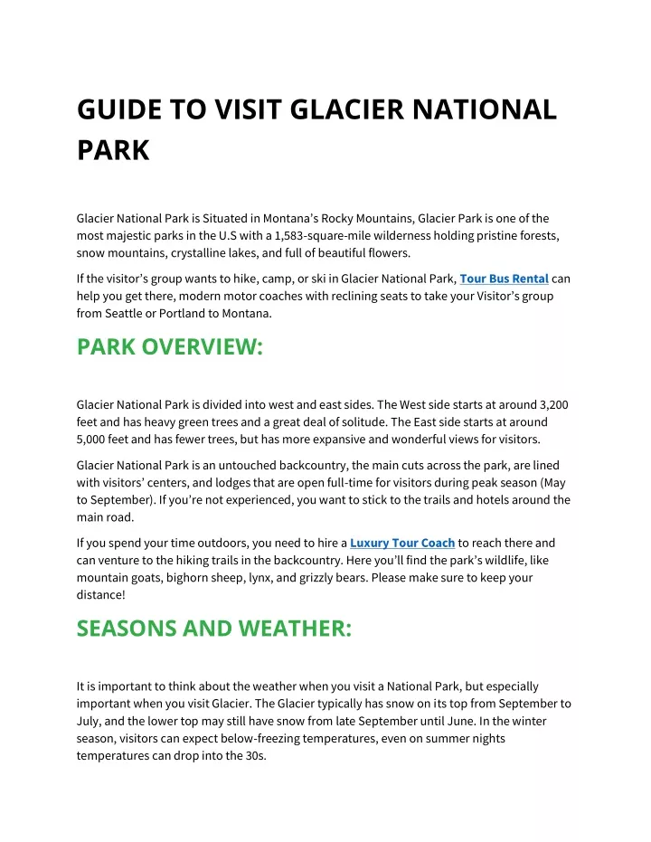 guide to visit glacier national park