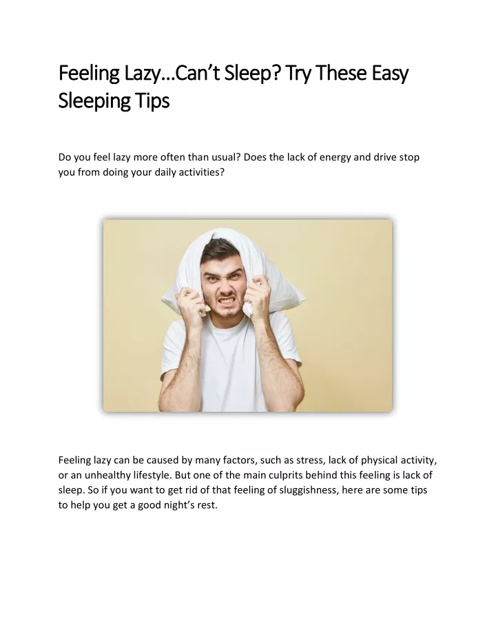 feeling lazy feeling lazy can sleeping tips