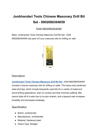 jonbhandari tools chinese masonary drill bit