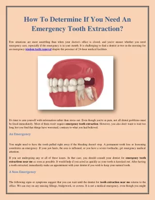How To Determine If You Need An Emergency Tooth Extraction?