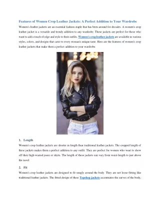 Features of Women Crop Leather Jackets